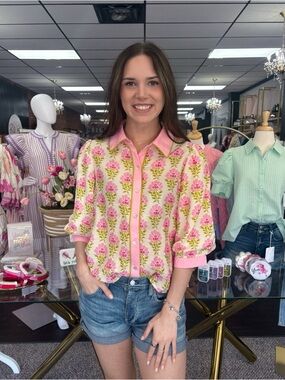 Button Down Lovely Floral Top